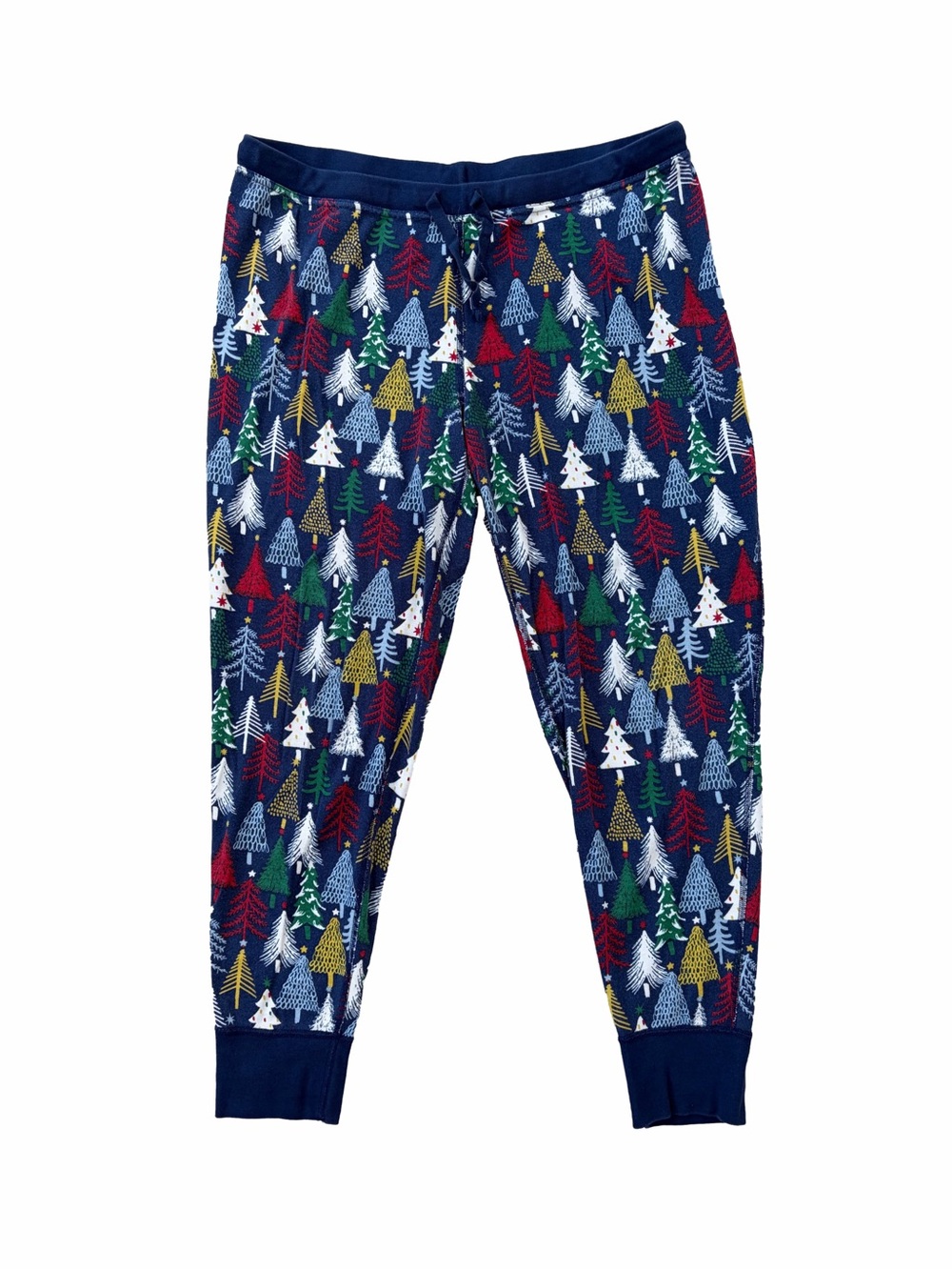 Hanna Andersson Women's XL Extra Large Long John Pajama Pant Twinkly Trees Navy